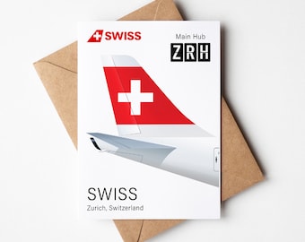 Swiss Greeting Card, Swiss Postcard Minimalistic 5x7in (12.7x17,78cm)