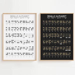 Affiche alphabet braille, impression alphabet braille minimaliste, art mural cadeau déco [SANS CADRE]