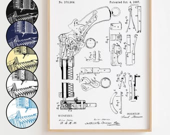 Repeating Firearm Poster, Repeating Firearm Patent Wall Art Minimalistic, Gift Decor [UNFRAMED]