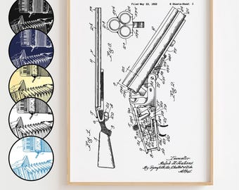 Shotgun Blueprint Poster, Shotgun Patent Wall Art Minimalistic, Gift Decor [UNFRAMED]