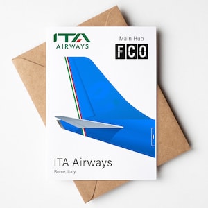 Carte de voeux ITA Airways, Carte postale ITA Airways minimaliste 5 x 7 po. (12,7 x 17,78 cm)