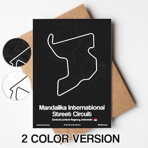 Mandalika International Street Circuit-wenskaart, Indonesië Circuit ansichtkaart minimalistisch 5 x 7 in (12,7 x 17,78 cm)