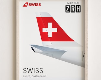 Swiss Poster,  Swiss Print Tailplane Minimalistic [UNFRAMED]