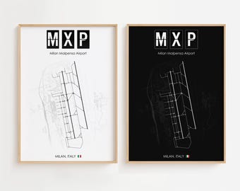 Póster del aeropuerto de Milán, impresión minimalista de Italia, decoración de regalo [SIN MARCO]