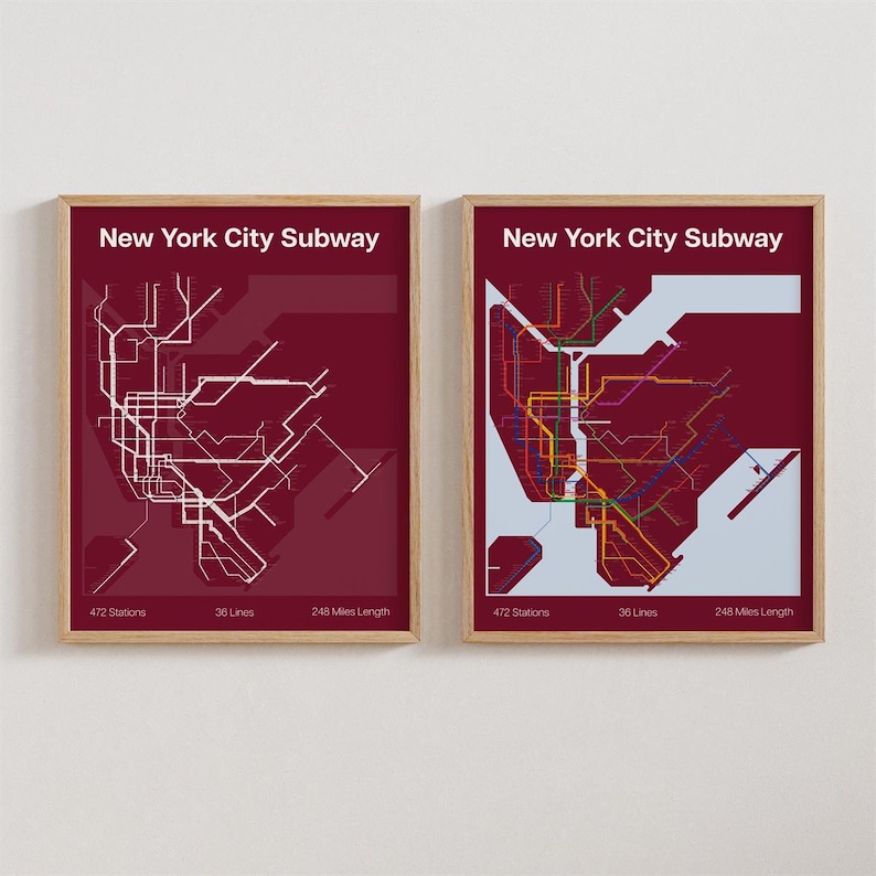 New York City Metro Poster, New York City Subway Print Minimalistic ...