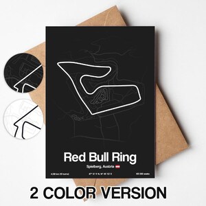 Tarjeta de felicitación del circuito Red Bull Ring, postal minimalista del circuito de Austria, 12,7 x 17,78 cm