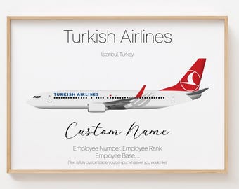 Poster Vintage Airlines Turquie - T.C DHY - Format 40x60 Cm - Neuf