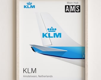 Poster KLM, impression KLM minimaliste de l'empennage [SANS CADRE]