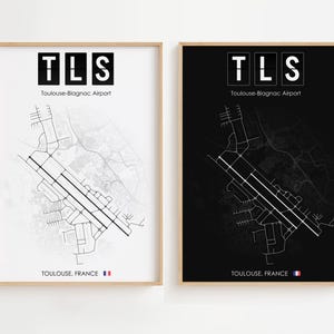 Poster de l'aéroport de Toulouse, impression minimaliste en France, décoration cadeau [SANS ENCADRÉ]