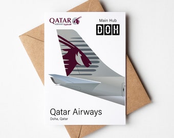 Qatar Greeting Card, Qatar Postcard Minimalistic 5x7in (12.7x17,78cm)