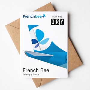 Tarjeta de felicitación de Frenchbee, postal minimalista de Frenchbee de 12,7 x 17,78 cm (5 x 7 pulgadas)