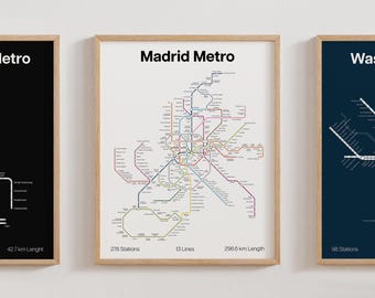 Madrid Metro Poster, Spain Subway Print Minimalistic, Wall Art Gift Decor [UNFRAMED]