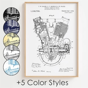 Combustion Motor Blueprint Poster, Vrankbrenner Patent Wand Kunst Minimalistisch, Geschenk Dekor [UNGERAHMT]