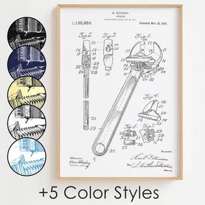 Wrench Blueprint Poster, Wrench Patent Wall Art Minimalistic, Gift Decor [UNFRAMED]