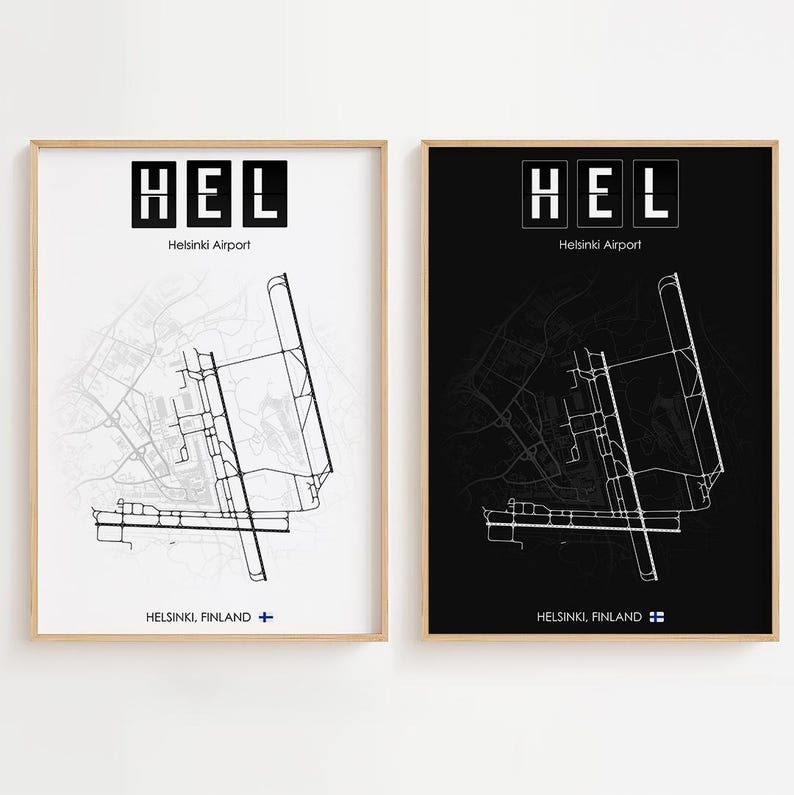 Helsinki Airport Poster, Finland Print Minimalistic, Gift Decor ...