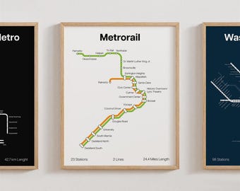 Miami Metrorail-affisch, USA-tunnelbana, minimalistisk, väggkonst, presentdekor [UTAN INRAMNING]