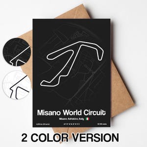Biglietto d'auguri Misano World Circuit, cartolina circuito Italia minimalista 5 x 7 pollici (12,7 x 17,78 cm)