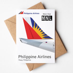 Carte de voeux Philippine Airlines, carte postale Philippine Airlines minimaliste 5 x 7 po (12,7 x 17,78 cm)