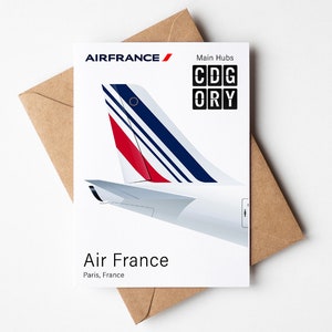 Carte de voeux Air France, carte postale Air France minimaliste 12,7 x 17,78 cm (5 x 7 po.)