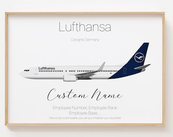 Lufthansa-affisch, Lufthansa-tryck, minimalistiskt tryck [UTAN INRAMNING]
