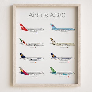 "Airbus A380 Poster ""Airbus A380"", Flugzeuge Lineup [UNGERAHMT]"