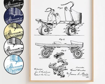 Roller Skates Blueprint Poster, Roller Skates Patent Wall Art Minimalistic, Gift Decor [UNFRAMED]