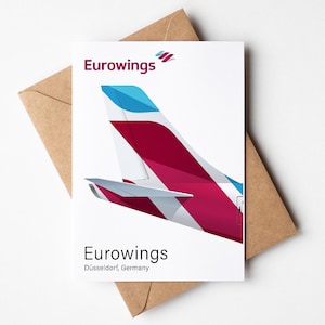 Biglietto d'auguri Eurowings, cartolina Eurowings minimalista 5 x 7 pollici (12,7 x 17,78 cm)