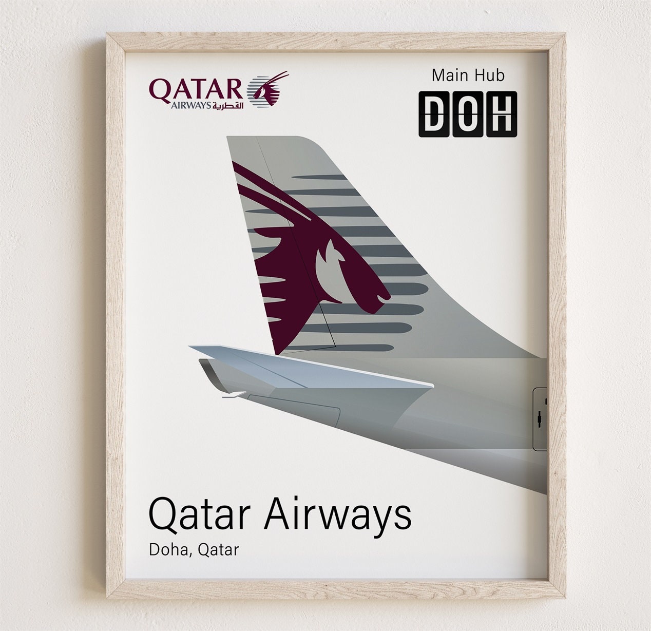 Qatar Airways Poster, Qatar Airways Print Tailplane Minimalistic