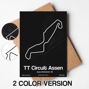 Tarjeta de felicitación del circuito TT de Assen, postal minimalista del circuito de los Países Bajos, 12,7 x 17,78 cm