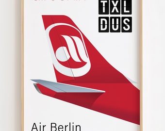Air Berlin Poster,  Air Berlin Print Tailplane Minimalistic [UNFRAMED]