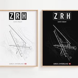 Zurich Airport Poster, Switzerland Print Minimalistic, Gift Decor [UNFRAMED]