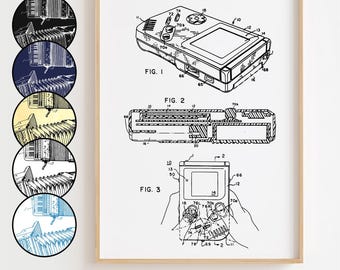 Gameboy Blueprint Poster, Gameboy Patent Wall Art Minimalistic, Gift Decor [UNFRAMED]