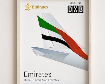 Emirates Poster,  Emirates Print Tailplane Minimalistic [UNFRAMED]