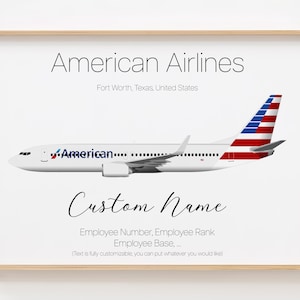 Póster de American Airlines, impresión minimalista personalizada de American Airlines [SIN MARCO]