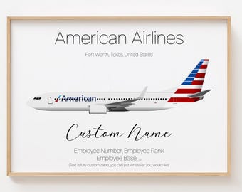 American Airlines Poster,  American Airlines Print Custom Minimalistic [UNFRAMED]