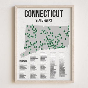 Connecticut State Parks Print, Connecticut Art Minimalistic, Gift Decor [UNFRAMED]
