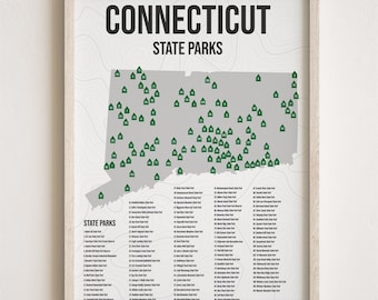 Connecticut State Parks Print, Connecticut Art Minimalistic, Gift Decor [UNFRAMED]