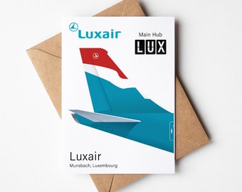 Luxair Greeting Card, Luxair Postcard Minimalistic 5x7in (12.7x17,78cm)