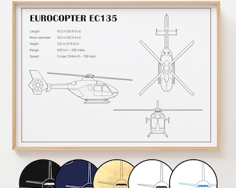 Poster Eurocopter EC135, stampa personalizzata Eurocopter EC135 Elicottero [SENZA CORNICE]