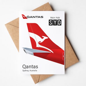 Carte de voeux Qantas, carte postale Qantas minimaliste 12,7 x 17,78 cm (5 x 7 po.)