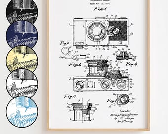 Vintage Photographic Camera Blueprint Poster, Vintage Photographic Camera Patent Wall Art Minimalistic, Gift Decor [UNFRAMED]