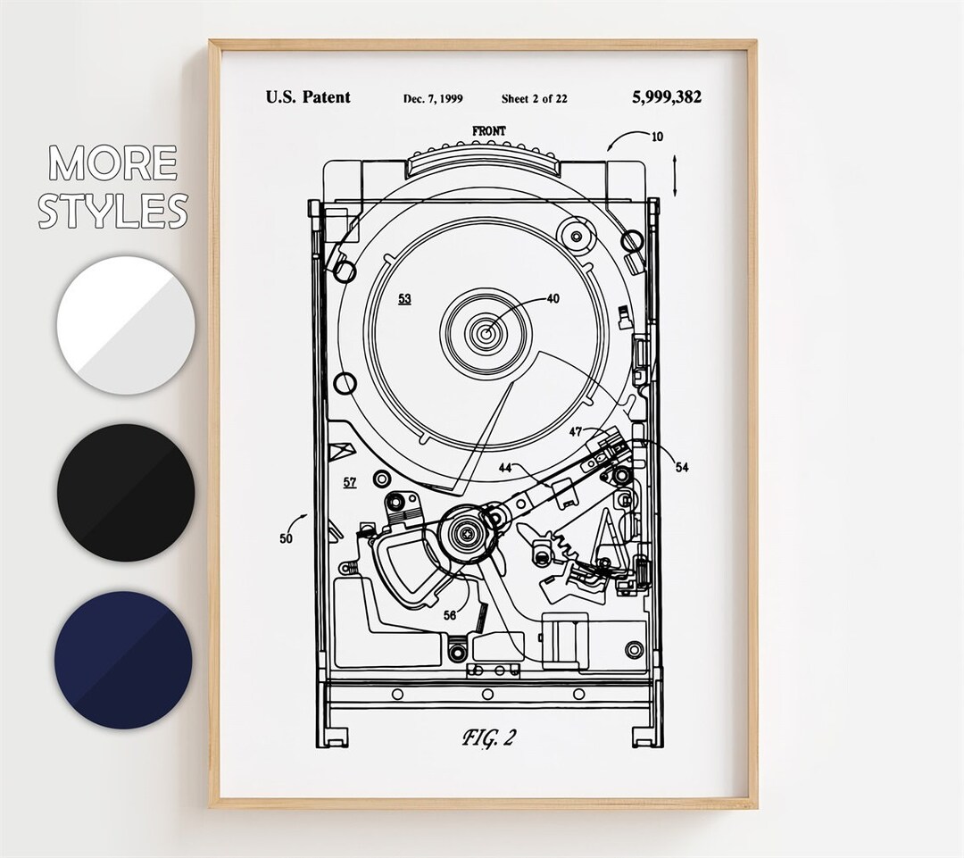 Hard Drive Blueprint Poster, Patent Wall Art Minimalistic, Gift Decor ...