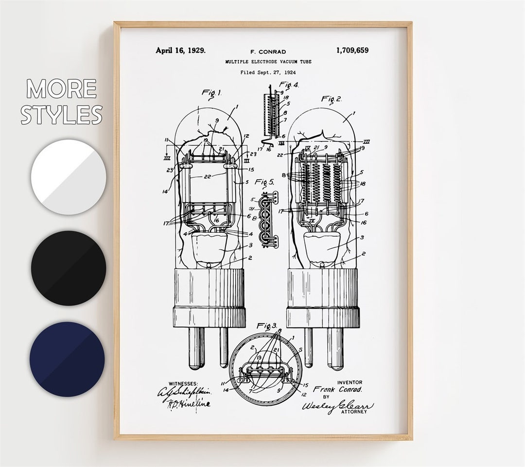 Vacuum Tube Blueprint Poster, Patent Wall Art Minimalistic, Gift Decor UNFRAMED - Etsy