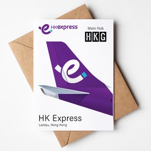 Cartão de felicitações HkExpress, cartão postal HkExpress minimalista 5 x 7 pol (12,7 x 17,78 cm)