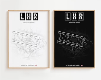 Póster del aeropuerto de Londres-Heatrow, impresión minimalista de Inglaterra, decoración de regalo [SIN MARCO]
