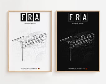Frankfurt Airport Poster, Germany Print Minimalistic, Gift Decor [UNFRAMED]