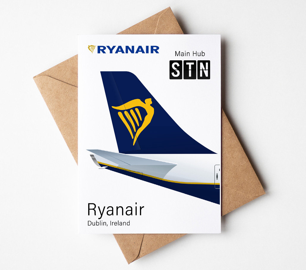 Biglietto d'auguri Ryanair, cartolina Ryanair minimalista 5 x 7 pollici (12,7 x 17,78 cm)