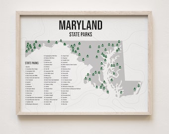 Maryland State Parks Print, Maryland Art Minimalistic, Gift Decor [UNFRAMED]