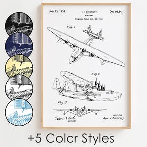 Poster di progetto di idrovolante, poster di brevetto di idrovolante, decorazione da parete minimalista, regalo [SENZA CORNICE]