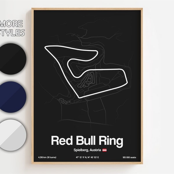 Affiche du circuit du Red Bull Ring, impression minimaliste du circuit de course de Spielberg en Autriche, décoration cadeau [SANS ENCADRÉ]